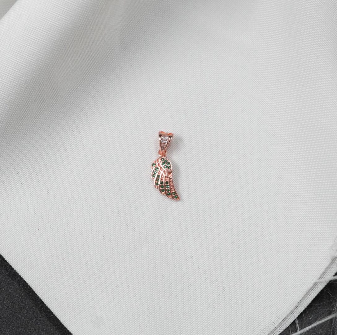 Miniatura 1 de DIJE ALAS ROSADO PIEDRAS VERDES